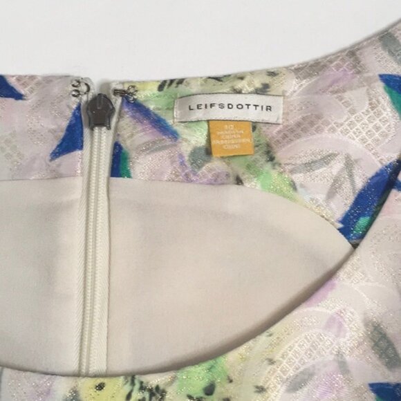 Anthropologie Leifsdottir bird print Jacquard sleeveless fit and flare blouse 10 - Picture 8 of 10